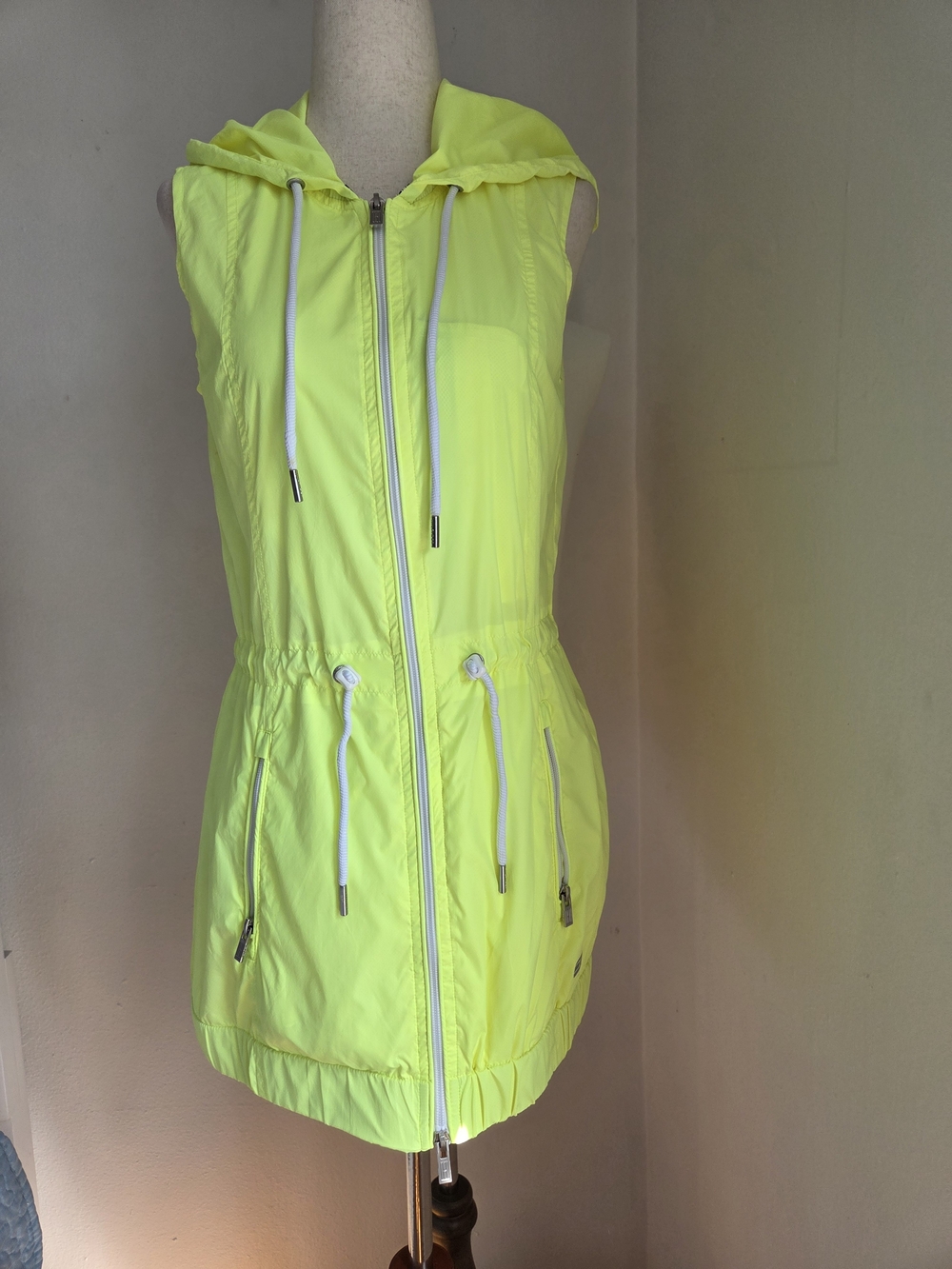 Tommy Hilfiger Neon Yellow Hooded Zip Swim Cover-Up Vest